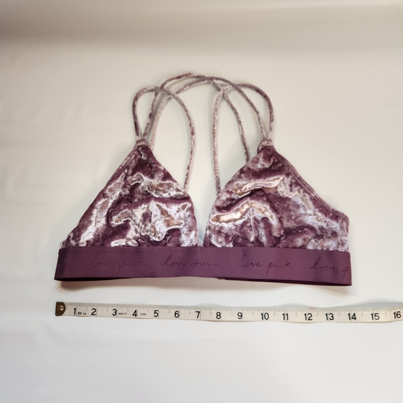 Pink Victoria's Secret Large Unlined Women's Bralette Bra Crushed Velvet - Picture 11 of 11